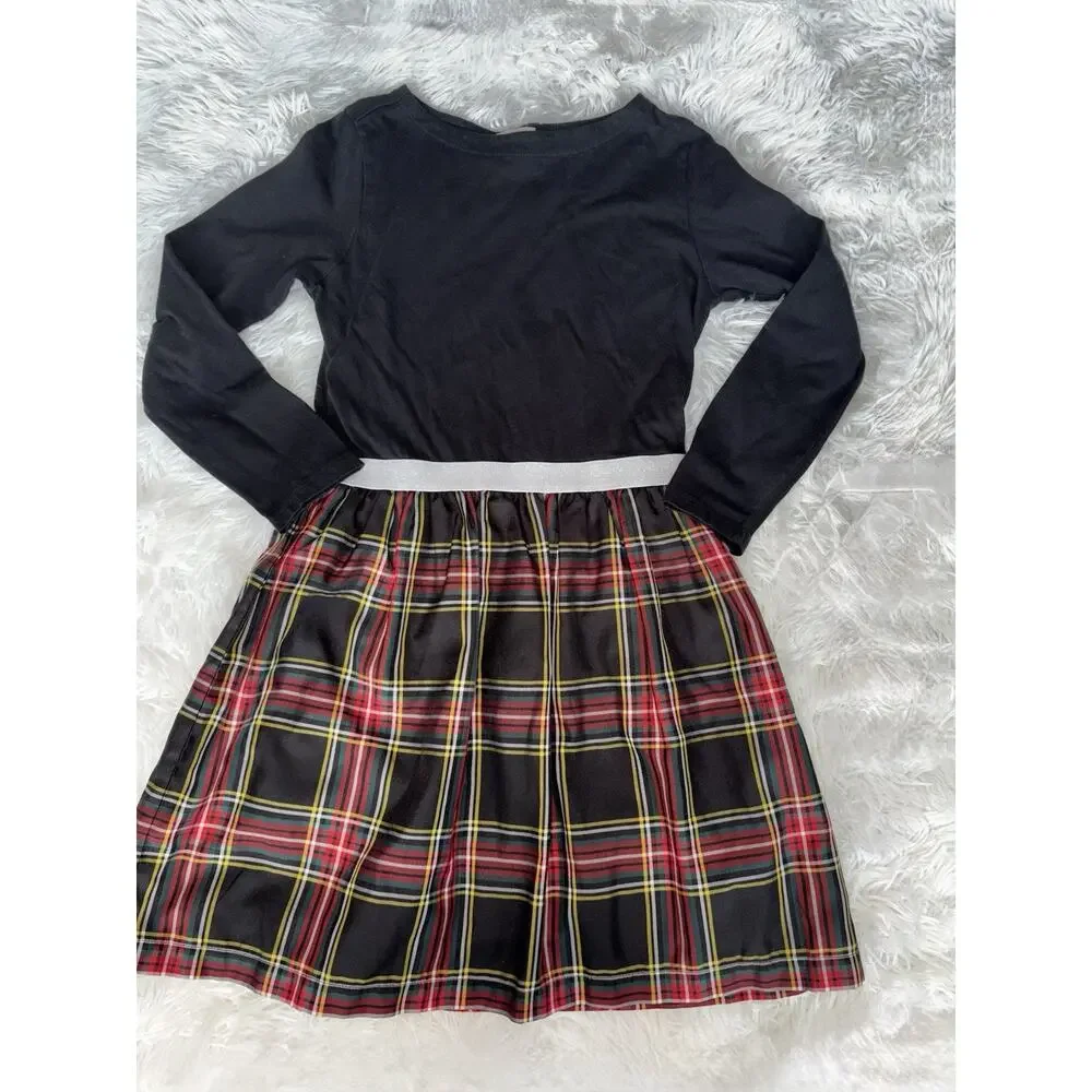 Crewcuts Girls 8 Black Holiday Plaid Skirt Design Party Dress. Beaut, Exc. Cond